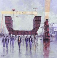 YARDMEN, SECTION & CRANES by Colin H. Davidson at Ross's Online Art Auctions
