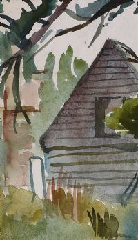 COTTAGE BY THE TREES by Gerard Dillon at Ross's Online Art Auctions