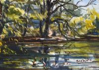 MALLARDS ON THE POND by Coralie de Burgh Kinahan at Ross's Online Art Auctions