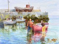 LAUNCHING THE BOAT by Noel Shaw at Ross's Online Art Auctions