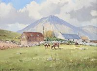 CATTLE GRAZING BY ERRIGAL, DONEGAL by Arthur H. Twells RUA at Ross's Online Art Auctions