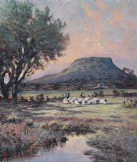 SHEEP GRAZING NEAR SLEMISH, COUNTY ANTRIM by William Cunningham at Ross's Online Art Auctions
