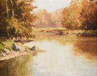 AUTUMN, TOLLYMORE PARK, SHIMNA RIVER by Maurice Canning Wilks ARHA RUA at Ross's Online Art Auctions