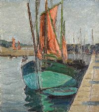 FRENCH FISHING BOAT by Georgina Moutray Kyle RUA at Ross's Online Art Auctions