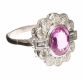 18CT WHITE GOLD FANCY PINK SAPPHIRE AND DIAMOND CLUSTER RING at Ross's Online Art Auctions