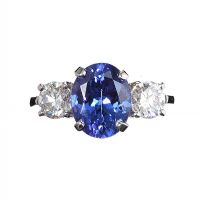 PLATINUM TANZANITE AND DIAMOND RING at Ross's Online Art Auctions