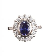 STERLING SILVER TANZANITE AND CUBIC ZIRCONIA RING at Ross's Online Art Auctions