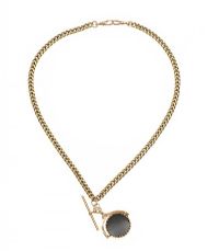 9CT GOLD CHAIN WITH HARD-STONE FOB at Ross's Online Art Auctions