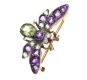9CT GOLD DIAMOND, AMETHYST AND PERIDOT BUTTERFLY BROOCH at Ross's Online Art Auctions