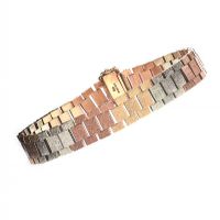 9CT GOLD THREE COLOUR TRACE-LINK BRACELET at Ross's Online Art Auctions