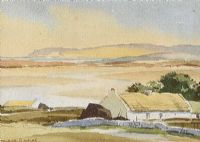 THATCHED COTTAGES, COUNTY DONEGAL by Maurice Canning Wilks ARHA RUA at Ross's Online Art Auctions