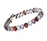STERLING SILVER BRACELET SET WITH BLUE TOPAZ, AMETHYST AND GARNET at Ross's Online Art Auctions