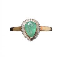 GOLD-PLATED STERLING SILVER EMERALD AND DIAMOND RING at Ross's Online Art Auctions
