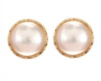 14CT GOLD MABE PEARL EARRINGS at Ross's Online Art Auctions