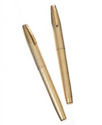TWO SCHAEFFER GOLD-PLATED FOUNTAIN PENS WITH 14CT GOLD NIBS at Ross's Online Art Auctions