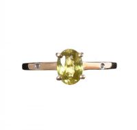 10CT GOLD PERIDOT AND TWO STONE DIAMOND RING at Ross's Online Art Auctions