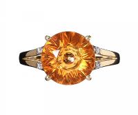 9CT GOLD ORANGE GEM STONE AND DIAMOND RING at Ross's Online Art Auctions