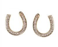 9CT GOLD AND DIAMOND HORSE-SHOE EARRINGS at Ross's Online Art Auctions