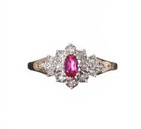 GOLD PINK STONE AND DIAMOND CHIPS at Ross's Online Art Auctions