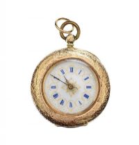 SWISS 14CT GOLD ENGRAVED LADY'S OPEN-FACED POCKET WATCH at Ross's Online Art Auctions