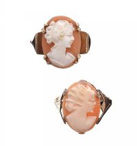 TWO 9CT GOLD CAMEO RINGS at Ross's Online Art Auctions