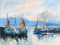 KEEL HARBOUR, ACHILL ISLAND by Niall Campion at Ross's Online Art Auctions