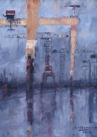 HARLAND & WOLFF CRANES by Colin H. Davidson at Ross's Online Art Auctions