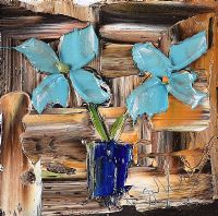 BLUE FLOWERS IN A VASE by Colin Flack at Ross's Online Art Auctions