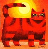 THE RED CAT by Graham Knuttel at Ross's Online Art Auctions