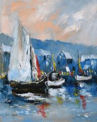 BOATS IN KINSALE HARBOUR by Niall Campion at Ross's Online Art Auctions