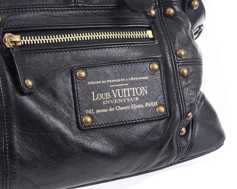 Louis Vuitton Limited Edition Black Lambskin Leather Riveting Bag