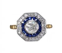 18CT GOLD SAPPHIRE AND DIAMOND TARGET RING at Ross's Online Art Auctions