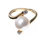 9CT GOLD CULTURED PEARL AND DIAMOND RING at Ross's Online Art Auctions