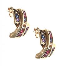 9CT GOLD FANCY COLOURED SAPPHIRE EARRINGS at Ross's Online Art Auctions