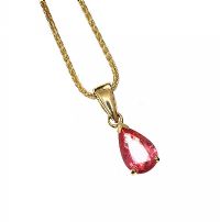 18CT GOLD PADPARADSCHA SAPPHIRE PENDANT ON A 9CT GOLD CHAIN at Ross's Online Art Auctions