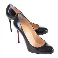 CHRISTIAN LOUBOUTIN STILETTO PUMPS IN BLACK PATENT LEATHER at Ross's Online Art Auctions