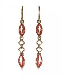 18CT GOLD PADPARADSCHA SAPPHIRE DROP EARRINGS at Ross's Online Art Auctions