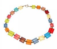 MURANO GLASS BEADED NECKLACE WITH GOLD-TONE CLASP at Ross's Online Art Auctions