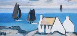 COTTAGE BY THE SEA by Markey Robinson at Ross's Online Art Auctions