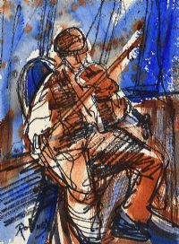 FIDDLER IN THE WINDOW by J.P. Rooney at Ross's Online Art Auctions