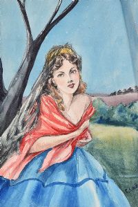 GIRL IN A BLUE SKIRT by Coralie de Burgh Kinahan at Ross's Online Art Auctions