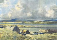FISHERMAN'S COTTAGES, WEST OF IRELAND by Maurice Canning Wilks ARHA RUA at Ross's Online Art Auctions