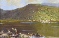 A CHAT BY THE LOUGH by David Fitzgerald at Ross's Online Art Auctions