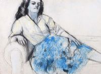 GIRL IN A BLUE SKIRT by Tom Carr HRHA HRUA at Ross's Online Art Auctions