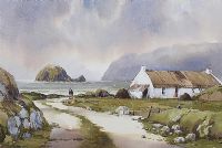 ISOLATED COTTAGE, MALIN HEAD by Martin Hasson at Ross's Online Art Auctions