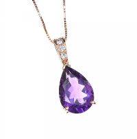 18CT ROSE GOLD AMETHYST AND DIAMOND PENDANT AND CHAIN at Ross's Online Art Auctions