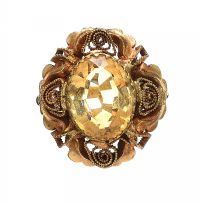 ANTIQUE 9CT GOLD CITRINE RING at Ross's Online Art Auctions