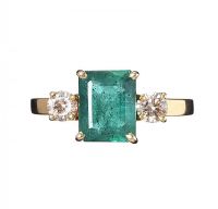 14CT GOLD EMERALD AND DIAMOND RING at Ross's Online Art Auctions