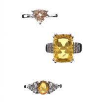 THREE GEM-SET STERLING SILVER RINGS at Ross's Online Art Auctions