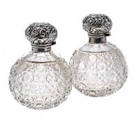 PAIR OF WALKER AND HALL PERFUME DECANTERS at Ross's Online Art Auctions